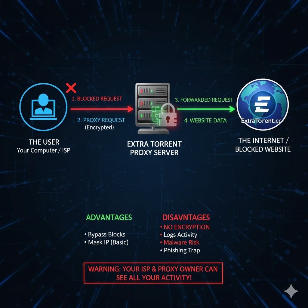 A conceptual image representing a historic, major torrent website like ExtraTorrent.